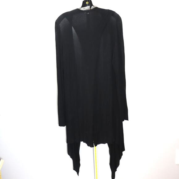 RN Convertible Black Asymmetrical Drape Cardigan Open Front Size L - Picture 2 of 5